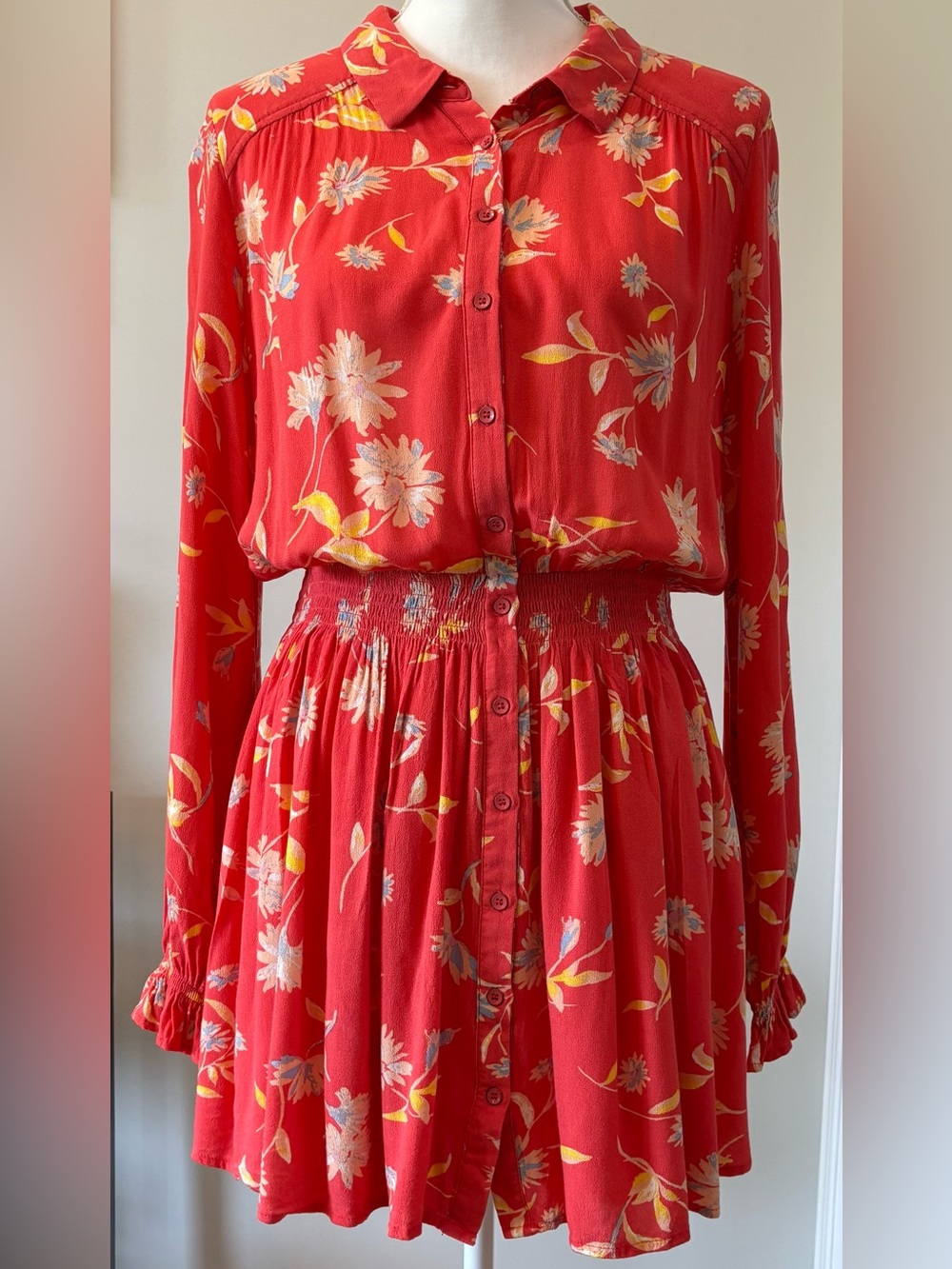 Free People Floral Dress, Size M, Beach Summer Vacation Boho Y2K Retro Sundress